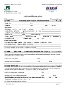 Complete & Return this Form to:  Medical/Dental Accident Claim Form P.O. Box 390 Short Hills, NJ 07078