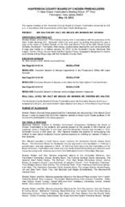 HUNTERDON COUNTY BOARD OF CHOSEN FREEHOLDERS 71 Main Street, Freeholder’s Meeting Room, 2nd Floor Flemington, New Jersey[removed]May 15, 2012 The regular meeting of the Hunterdon County Board of Chosen Freeholders conven