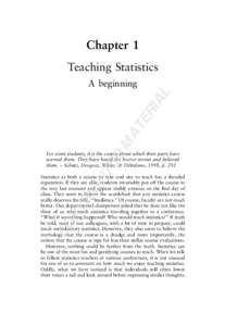 Teaching Statistics: A Beginning 3  Chapter 1 Teaching Statistics  MA