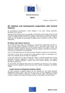 EUROPEAN COMMISSION  MEMO Brussels, 3 October[removed]EU relations and development cooperation with Central