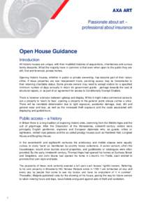 AXA ART Passionate about art – professional about insurance Open House Guidance Introduction