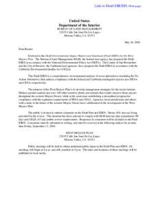 Link to Draft EIR/EIS (Web page)  United States Department of the Interior BUREAU OF LAND MANAGEMENT[removed]Calle San Juan De Los Lagos