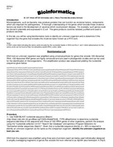 Molecular genetics / Computational phylogenetics / Gene expression / Protein biosynthesis / Escherichia coli / Sequence alignment / Nucleic acid sequence / BLAST / Genetic code / Biology / Bioinformatics / Genetics