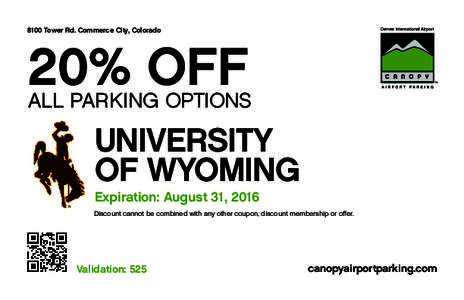8100 Tower Rd. Commerce City, Colorado  20% OFF ALL PARKING OPTIONS