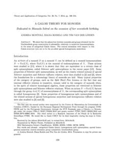 Theory and Applications of Categories,  Vol. 29, No. 7, 2014, pp. 198214. A GALOIS THEORY FOR MONOIDS
