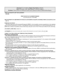 Document: IC[removed]Notice, Register Page Number: 29 IR 694 Source: November 1, 2005, Indiana Register, Volume 29, Number 2 Disclaimer: This document was created from the files used to produce the official CD-ROM Indian