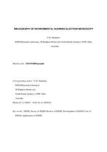 BIBLIOGRAPHY OF ENVIRONMENTAL SCANNING ELECTRON MICROSCOPY  G.D. Danilatos