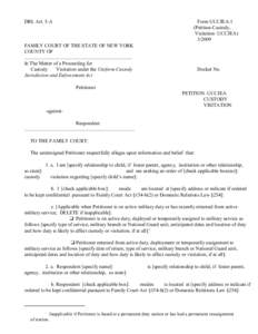 DRL Art. 5-A  Form UCCJEA-1 (Petition-Custody, Visitation–UCCJEA[removed]