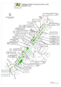 ROBINSON STREET BUSINESS & RETAIL AREA CONCEPT PLAN Smaller Roundabout. Stepped. Rumbled Pavement Art in Centre Roundabout