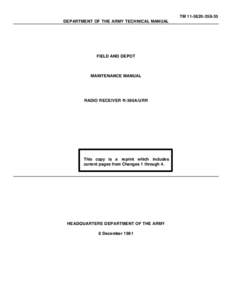 TMDEPARTMENT OF THE ARMY TECHNICAL MANUAL FIELD AND DEPOT  MAINTENANCE MANUAL