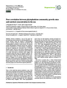 Biogeosciences, 12, 1915–1923, 2015 www.biogeosciences.netdoi:bg © Author(sCC Attribution 3.0 License.  Poor correlation between phytoplankton community growth rates