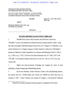 Case 1:13-cv[removed]DLC Document 28 Filed[removed]Page 1 of 39  UNITED STATES DISTRICT COURT SOUTHERN DISTRICT OF NEW YORK --------------------------------------------------------------------x KELVIN JAMES, MARY SIMMONS,