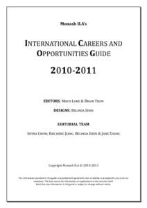 Monash ILA’s  INTERNATIONAL CAREERS AND OPPORTUNITIES GUIDE