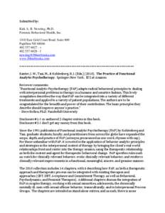 Mind / Mental health / Cognitive behavioral therapy / Functional analytic psychotherapy / Treatment of bipolar disorder / Psychotherapy / Clinical behavior analysis / Behaviorism / Psychology / Clinical psychology