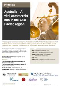 Invitation  Australia – A vital commercial Monash University Law Chambers 555 Lonsdale Street, Melbourne