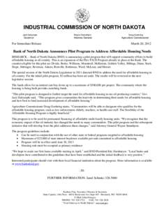 INDUSTRIAL COMMISSION OF NORTH DAKOTA Jack Dalrymple Governor  Wayne Stenehjem