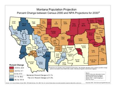 Montana Population Projection  Percent Change between Census 2000 and NPA Projections for 2030 * Flathead 69.2%