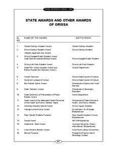 ORISSA REFERENCE ANNUAL[removed]STATE AWARDS AND OTHER AWARDS