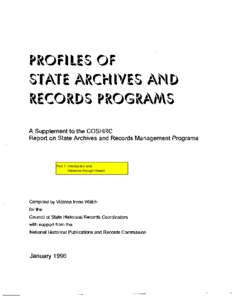 A Supplement to the COSHRC Report on State Archives and Records Management Programs Part 1: Introduction and Alabama through Hawaii