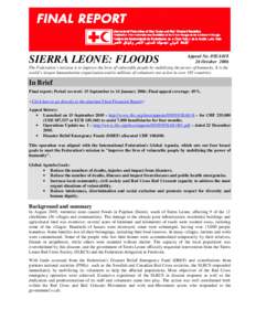 IFRC-Sierra Leone Floods; Appeal 05EA018; Final Report[removed])