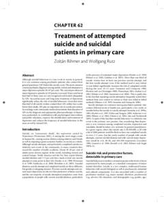 CHAPTER 62  Treatment of attempted suicide and suicidal patients in primary care Zoltán Rihmer and Wolfgang Rutz