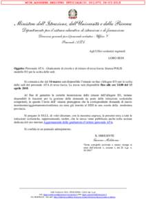 MIUR.AOODGPER.REGISTRO UFFICIALE(U2018  Ministero dell’Istruzione, dell’Università e della Ricerca Dipartimento per il sistema educativo di istruzione e di formazione Direzione generale per il person