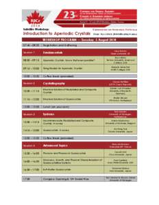 Satellite Workshop:  Introduction to Aperiodic Crystals Commission on Aperiodic Crystals