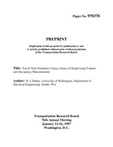 Paper No[removed]PREPRINT Duplication of this preprint for publication or sale is strictly prohibited without prior written permission of the Transportation Research Board.