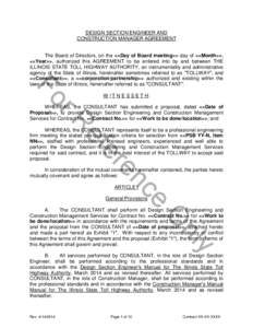 DESIGN SECTION ENGINEER AND CONSTRUCTION MANAGER AGREEMENT r Fo