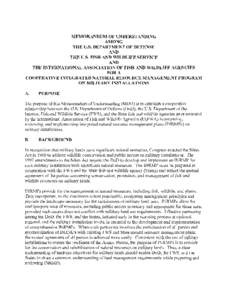 MEMORANDUM OF UNDERSTANDING AMONG THE U.S. DEPARTMENT OF DEFENSE AND THE U.S. FISH AND WILDLIFE SERVICE AND