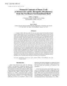 Stomach Contents of Snow Crab (Chionoecetes opilio & Decapoda & Brachyura) from the Northeast Newfoundland Shelf