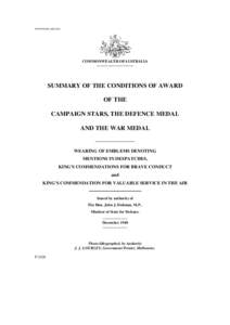 Atlantic Star / 1939–45 Star / Air Crew Europe Star / France and Germany Star / Burma Star / Italy Star / Africa Star / Pacific Star / Defence Medal / Military awards and decorations of the United Kingdom / British campaign medals / Australian campaign medals