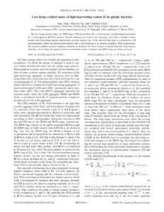 PHYSICAL REVIEW E 69, 032902 共2004兲  Low-lying excited states of light-harvesting system II in purple bacteria Yang Zhao, Man-Fai Ng, and GuanHua Chen Department of Chemistry, University of Hong Kong, Hong Kong, Peop