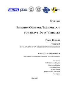 STUDY ON  EMISSION CONTROL TECHNOLOGY FOR HEAVY-DUTY VEHICLES FINAL REPORT VOLUME 3