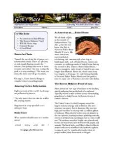 Information and Inspiration Glen’s Place A Monthly Newsletter from Glen’s Place Volume 4