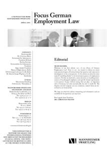 a newsletter from mannheimer swartling april 2011 Focus German Employment Law