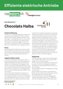 Effiziente elektrische Antriebe  Gute Beispiele Nr. 1 Chocolats Halba Zusammenfassung