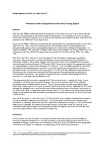 WEF paper on Preferential Trade Arrangements