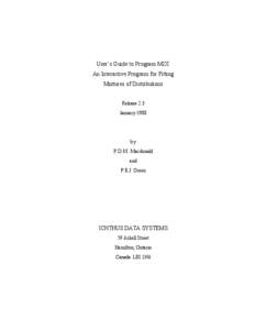 User’s Guide to Program MIX: An Interactive Program for Fitting Mixtures of Distributions Release 2.3 January 1988