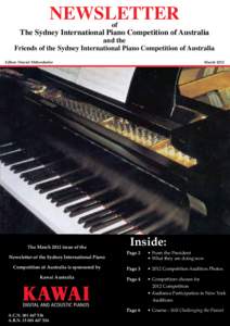 Newsletter of The Sydney International Piano Competition of Australia  and the