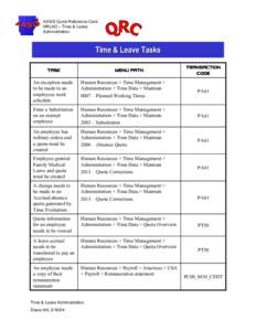 AASIS Quick Reference Card HRLAD – Time & Leave Administration Time & Leave Tasks TASK