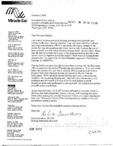 October 2,200O  Miracle=Ear” Corporate Off ice[removed]N. 31st Ave. Suite D-406