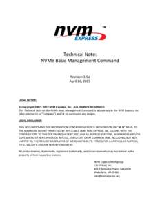 Technical Note: NVMe Basic Management Command Revision 1.0a April 16, 2015  LEGAL NOTICE: