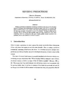 REVISING PREDICTIONS Giacomo Bonanno  Department of Economics, University of California, Davis, CA[removed], USA