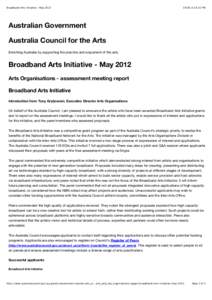 Broadband Arts Initiative - May[removed]:53 PM Australian Government Australia Council for the Arts