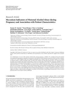 Meconium Indicators of Maternal Alcohol Abuse during Pregnancy and Association with Patient Characteristics