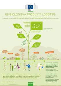 ES BIOLOĢISKĀ PRODUKTA LOGOTIPS Bioloģiskā lauksaimniecība nozīmē, ka pārtika tiek ražota pēc iespējas draudzīgāk videi. Tas attiecas uz visu veidu produktiem, piemēram, augļiem, dārzeņiem, gaļu, pienu,