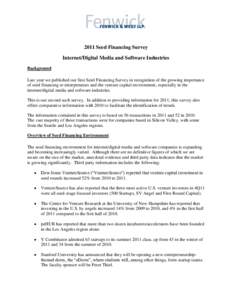 2011 Seed Financing Survey Internet/Digital Media and Software Industries