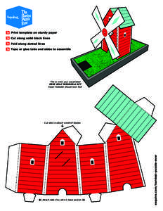 Print template on sturdy paper Cut along solid black lines Fold along dotted lines Tape or glue tabs and sides to assemble  This is what your assembled