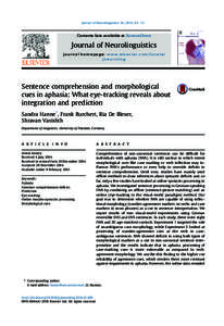 Journal of Neurolinguistics83e111  Contents lists available at ScienceDirect Journal of Neurolinguistics journal homepage: www.elsevier.com/locate/